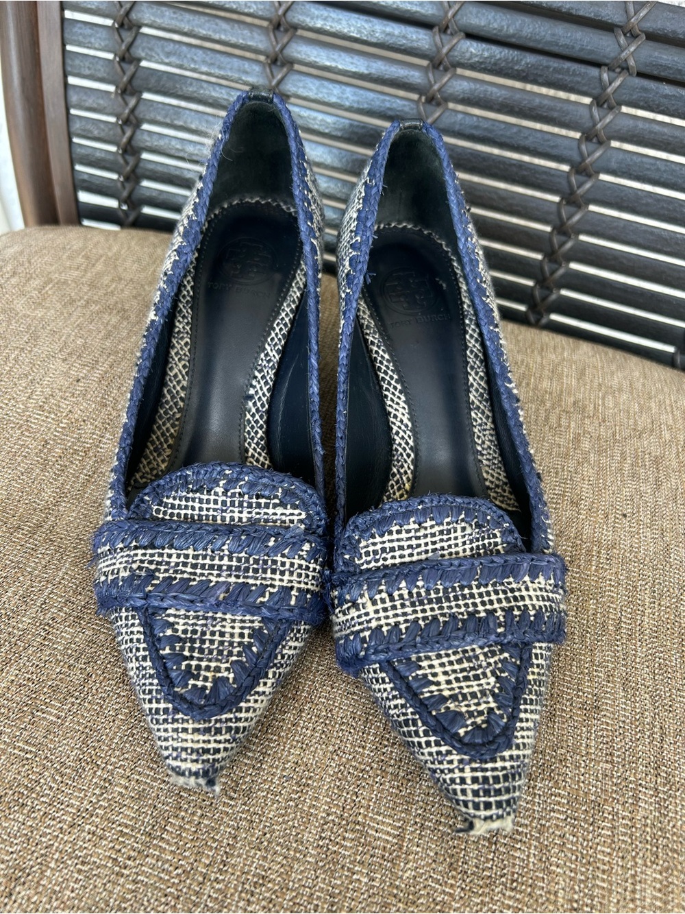 Tory Burch Woven Navy Pointed-Toe Women’s Pumps